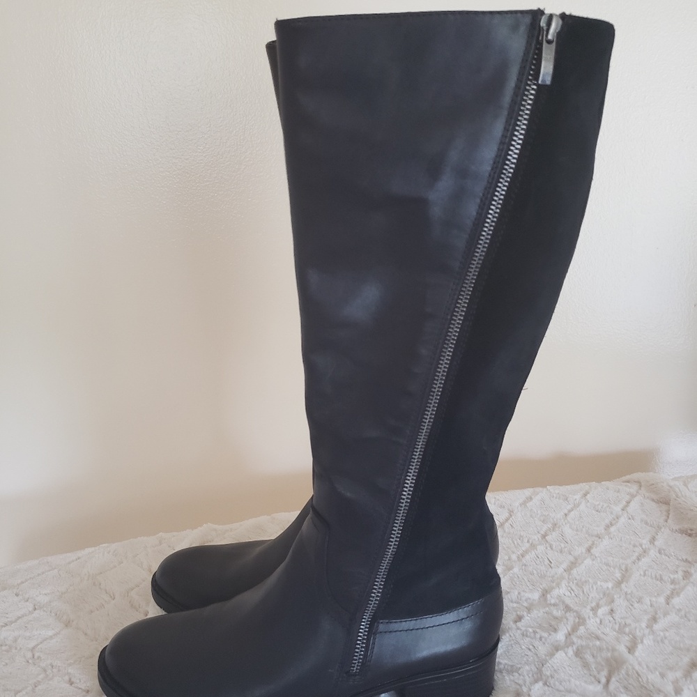 Franco Sarto 10M Black Leather Boots.